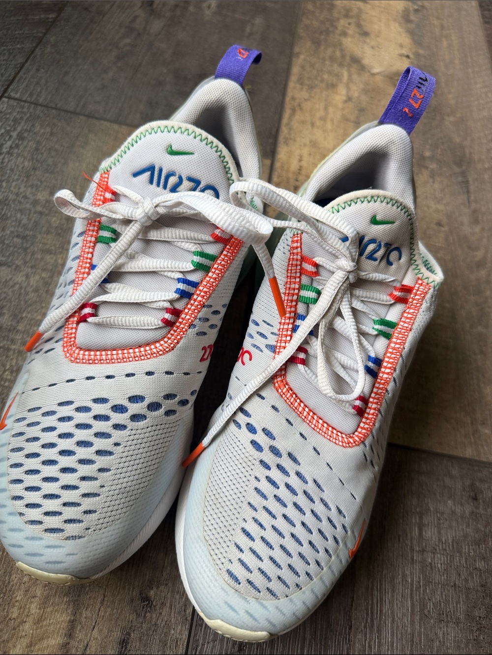 Nike Kids White Sneakers with Multicolor Accents